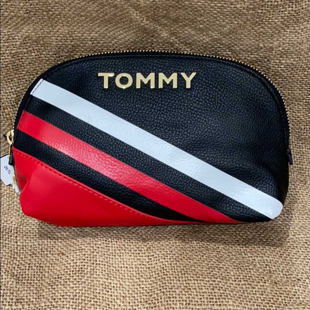 Red Black and White Tommy Hilfiger cosmetic pouch